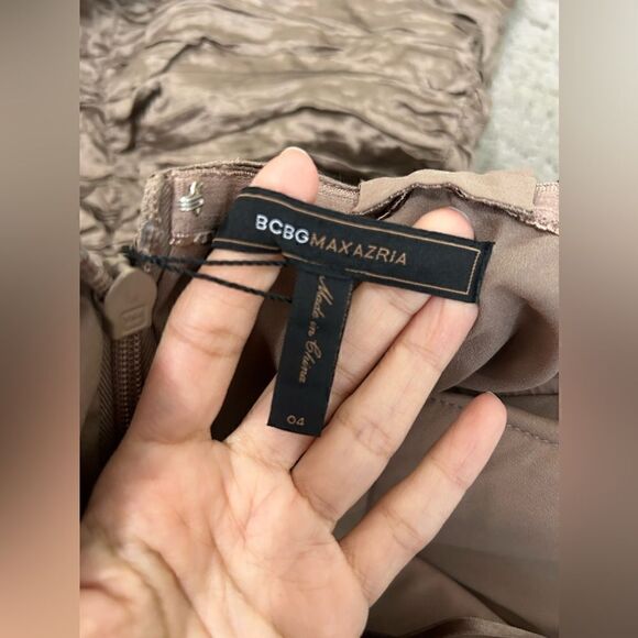 NWT BCBGMaxAzria Evangeline One Shoulder Mini Dress Evangeline in Fatigue - Picture 11 of 13